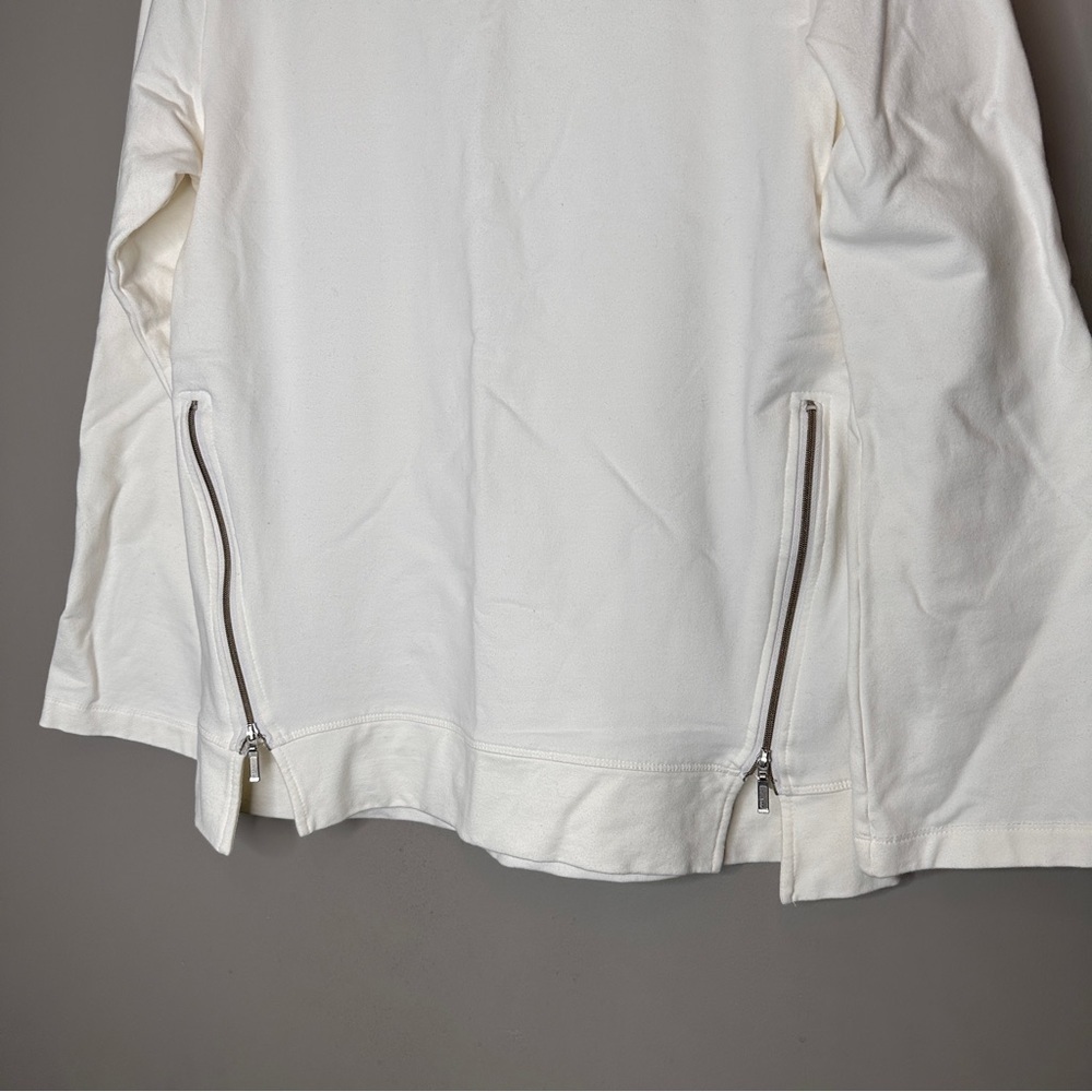 Peach white long sleeve zipper front Crewneck sweatshirt - Picture 2 of 5